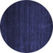 Round Abstract Blue Contemporary Rug, con57blu