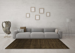Machine Washable Abstract Brown Contemporary Rug in a Living Room,, wshcon57brn