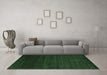 Machine Washable Abstract Emerald Green Contemporary Area Rugs in a Living Room,, wshcon57emgrn