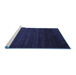 Sideview of Machine Washable Abstract Blue Contemporary Rug, wshcon57blu