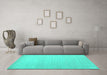 Machine Washable Solid Turquoise Modern Area Rugs in a Living Room,, wshcon580turq