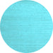 Round Machine Washable Solid Light Blue Modern Rug, wshcon580lblu