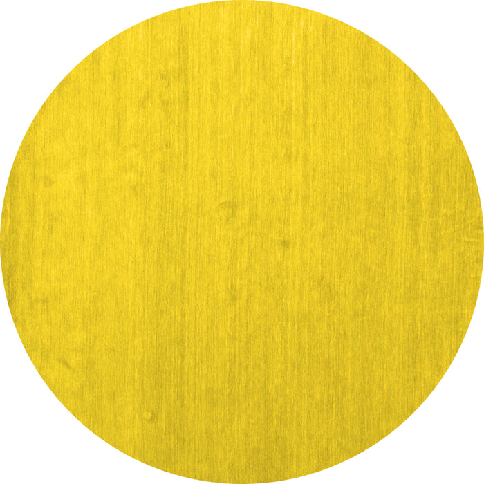 Round Solid Yellow Modern Rug, con580yw