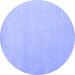 Round Machine Washable Solid Blue Modern Rug, wshcon580blu