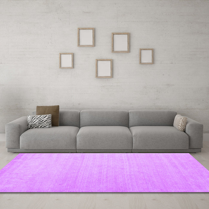 Machine Washable Solid Purple Modern Area Rugs in a Living Room, wshcon580pur