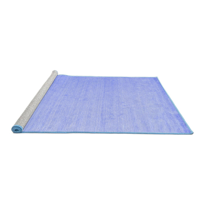 Sideview of Machine Washable Solid Blue Modern Rug, wshcon580blu