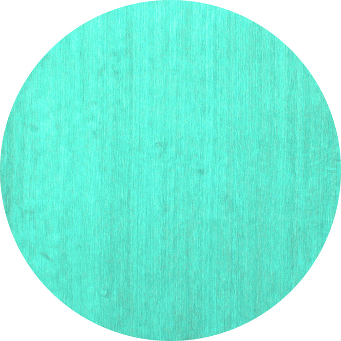 Round Solid Turquoise Modern Rug, con580turq