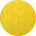 Round Machine Washable Solid Yellow Modern Rug, wshcon580yw