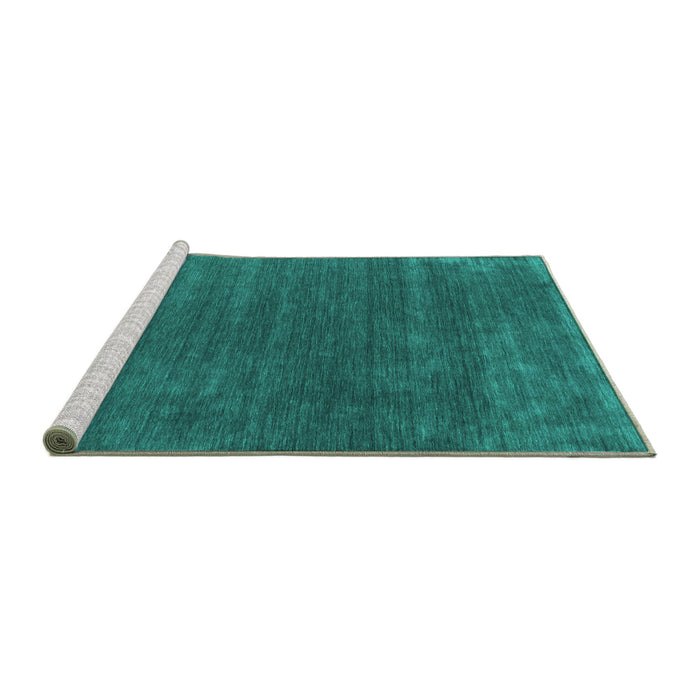 Sideview of Machine Washable Abstract Turquoise Contemporary Area Rugs, wshcon581turq