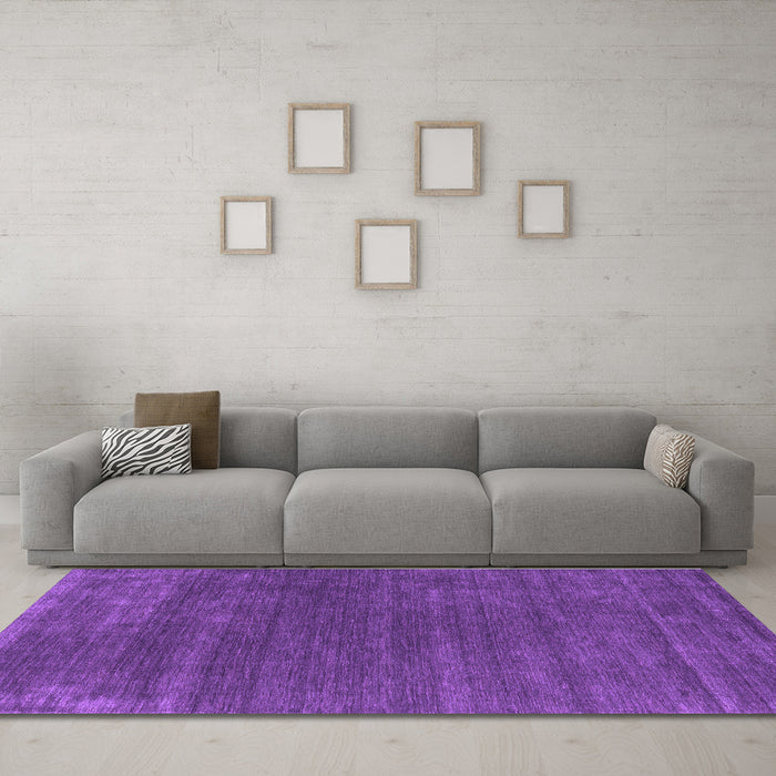 Machine Washable Abstract Purple Contemporary Area Rugs in a Living Room, wshcon581pur