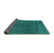 Sideview of Abstract Turquoise Contemporary Rug, con581turq