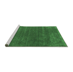 Sideview of Machine Washable Abstract Emerald Green Contemporary Area Rugs, wshcon581emgrn