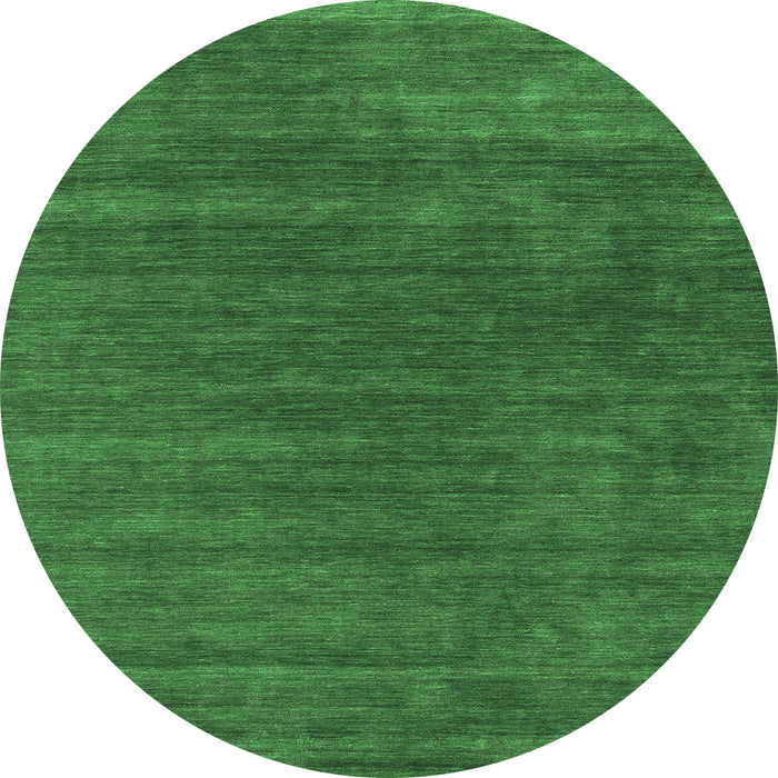 Round Machine Washable Abstract Emerald Green Contemporary Area Rugs, wshcon581emgrn