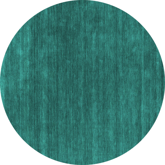 Round Machine Washable Abstract Turquoise Contemporary Area Rugs, wshcon581turq