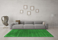 Machine Washable Abstract Green Contemporary Rug, wshcon581grn