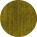 Round Abstract Yellow Contemporary Rug, con581yw