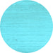 Round Solid Light Blue Modern Rug, con582lblu