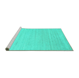 Sideview of Machine Washable Solid Turquoise Modern Area Rugs, wshcon582turq