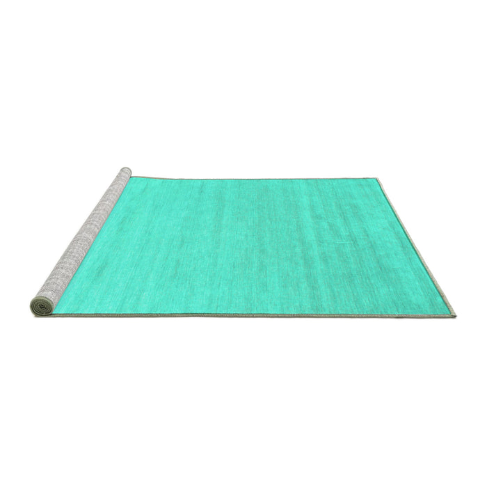 Sideview of Machine Washable Solid Turquoise Modern Area Rugs, wshcon582turq