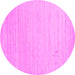 Round Machine Washable Solid Pink Modern Rug, wshcon582pnk