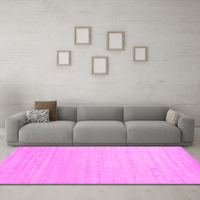 Machine Washable Solid Pink Modern Rug in a Living Room, wshcon582pnk