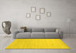 Machine Washable Solid Yellow Modern Rug in a Living Room, wshcon582yw