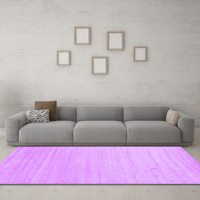 Machine Washable Solid Purple Modern Area Rugs in a Living Room, wshcon582pur