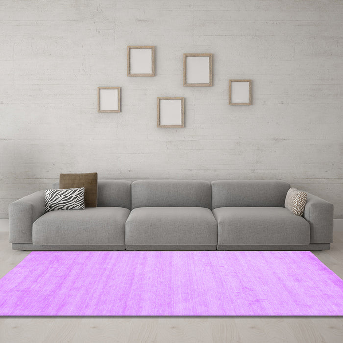 Machine Washable Solid Purple Modern Area Rugs in a Living Room, wshcon583pur