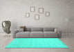 Machine Washable Solid Turquoise Modern Area Rugs in a Living Room,, wshcon583turq