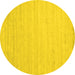 Round Solid Yellow Modern Rug, con583yw