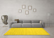 Machine Washable Solid Yellow Modern Rug in a Living Room, wshcon583yw
