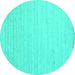 Round Machine Washable Solid Turquoise Modern Area Rugs, wshcon583turq