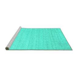 Sideview of Machine Washable Solid Turquoise Modern Area Rugs, wshcon583turq