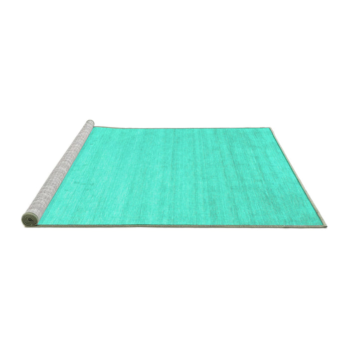 Sideview of Machine Washable Solid Turquoise Modern Area Rugs, wshcon583turq