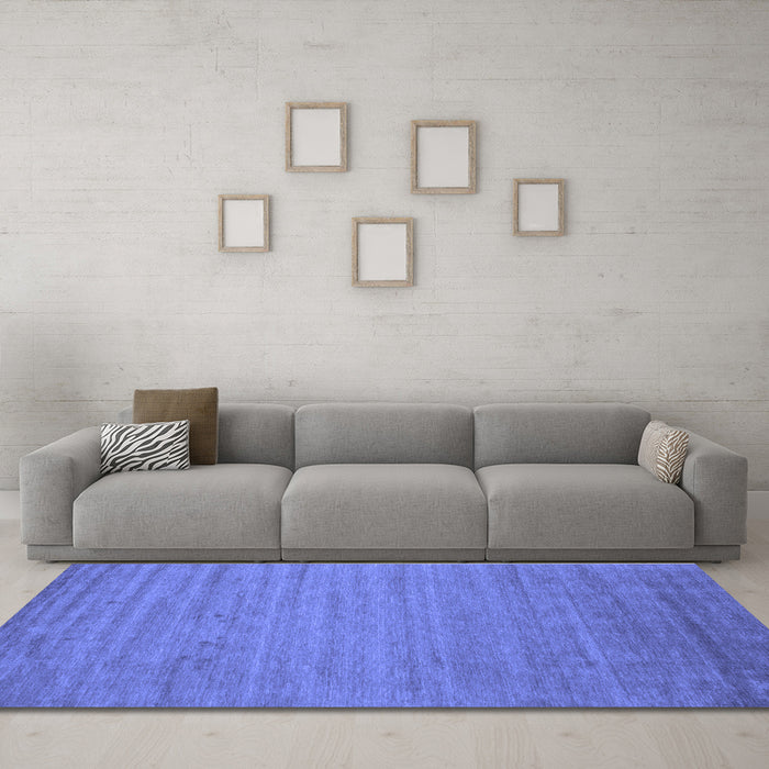 Machine Washable Abstract Blue Contemporary Rug in a Living Room, wshcon584blu