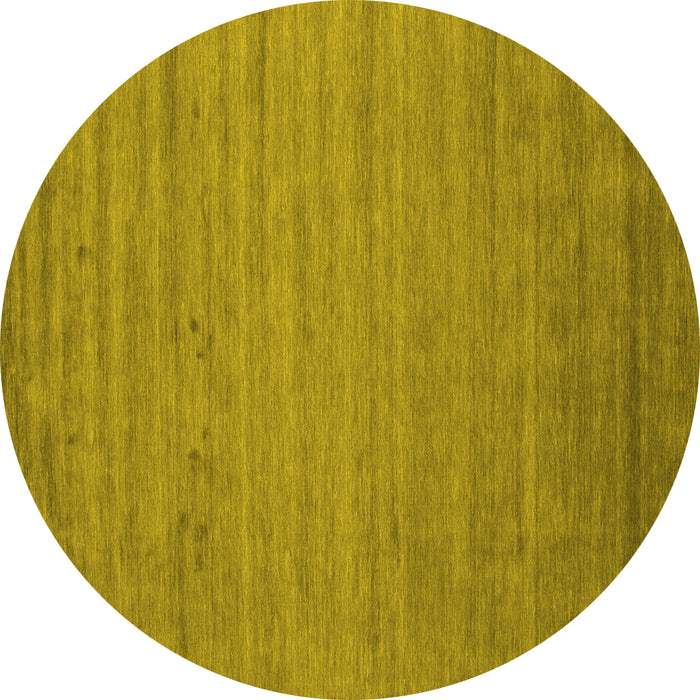 Round Abstract Yellow Contemporary Rug, con584yw