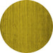 Round Abstract Yellow Contemporary Rug, con584yw