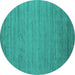 Round Abstract Turquoise Contemporary Rug, con584turq