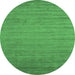 Round Machine Washable Abstract Emerald Green Contemporary Area Rugs, wshcon584emgrn