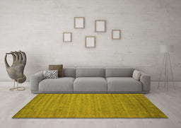 Machine Washable Abstract Yellow Contemporary Rug in a Living Room, wshcon584yw