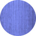 Round Abstract Blue Contemporary Rug, con584blu