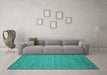 Machine Washable Abstract Turquoise Contemporary Area Rugs in a Living Room,, wshcon584turq