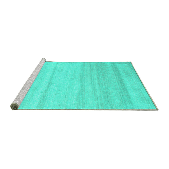 Sideview of Machine Washable Solid Turquoise Modern Area Rugs, wshcon585turq