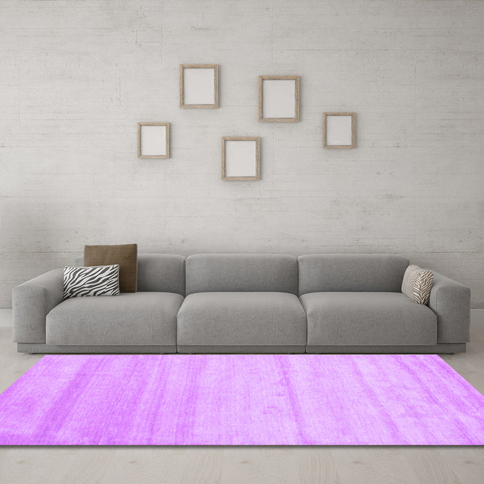 Machine Washable Solid Purple Modern Area Rugs in a Living Room, wshcon585pur