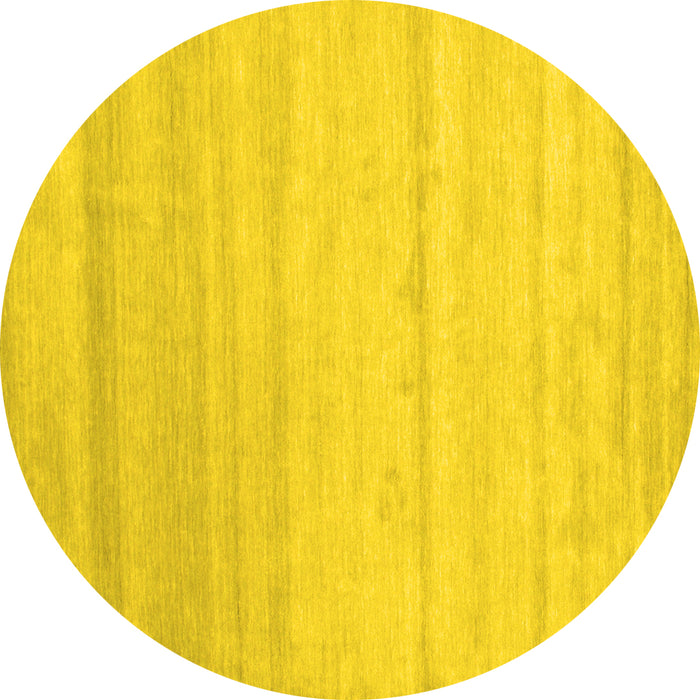 Round Solid Yellow Modern Rug, con585yw