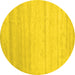 Round Machine Washable Solid Yellow Modern Rug, wshcon585yw