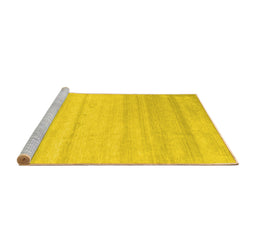 Sideview of Machine Washable Solid Yellow Modern Rug, wshcon585yw