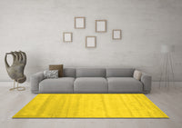 Machine Washable Solid Yellow Modern Rug, wshcon585yw