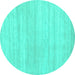 Round Solid Turquoise Modern Rug, con586turq