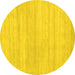 Round Machine Washable Solid Yellow Modern Rug, wshcon586yw